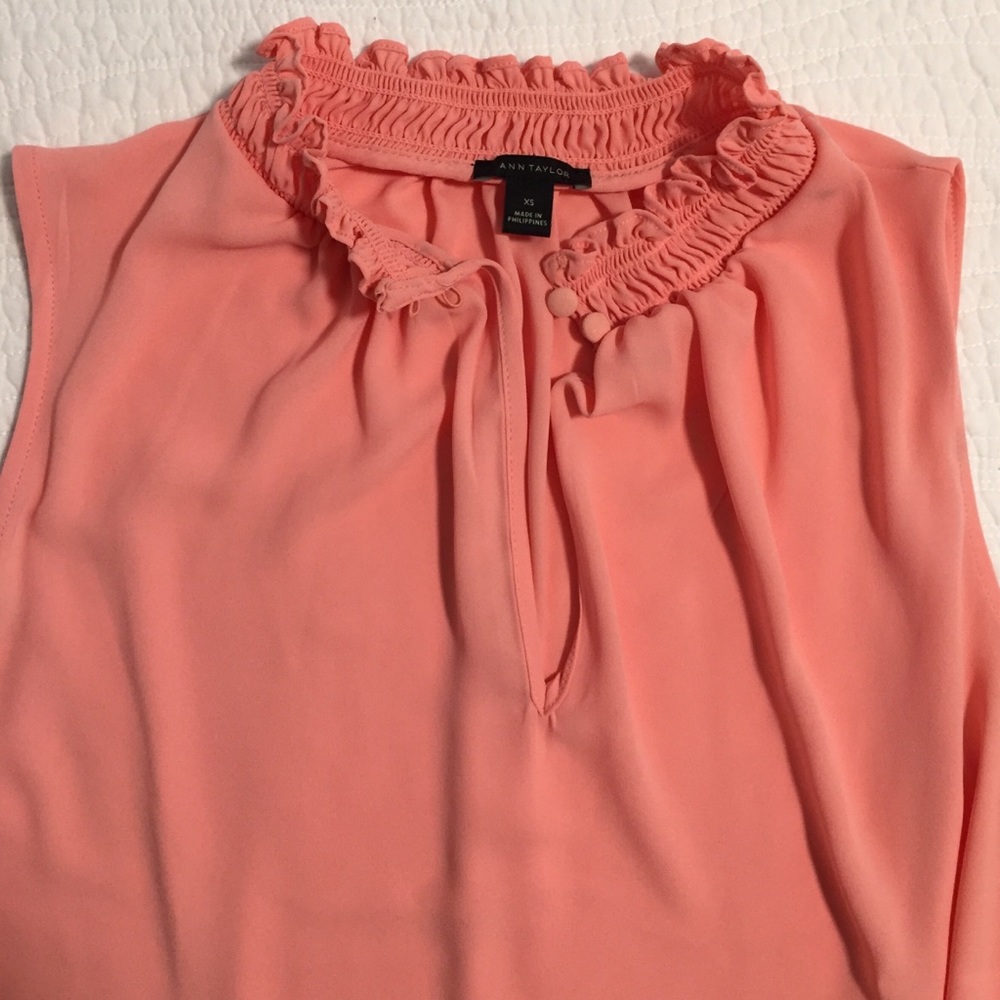 Ann Taylor Smocked Ruffle Shell - Picture 3 of 8